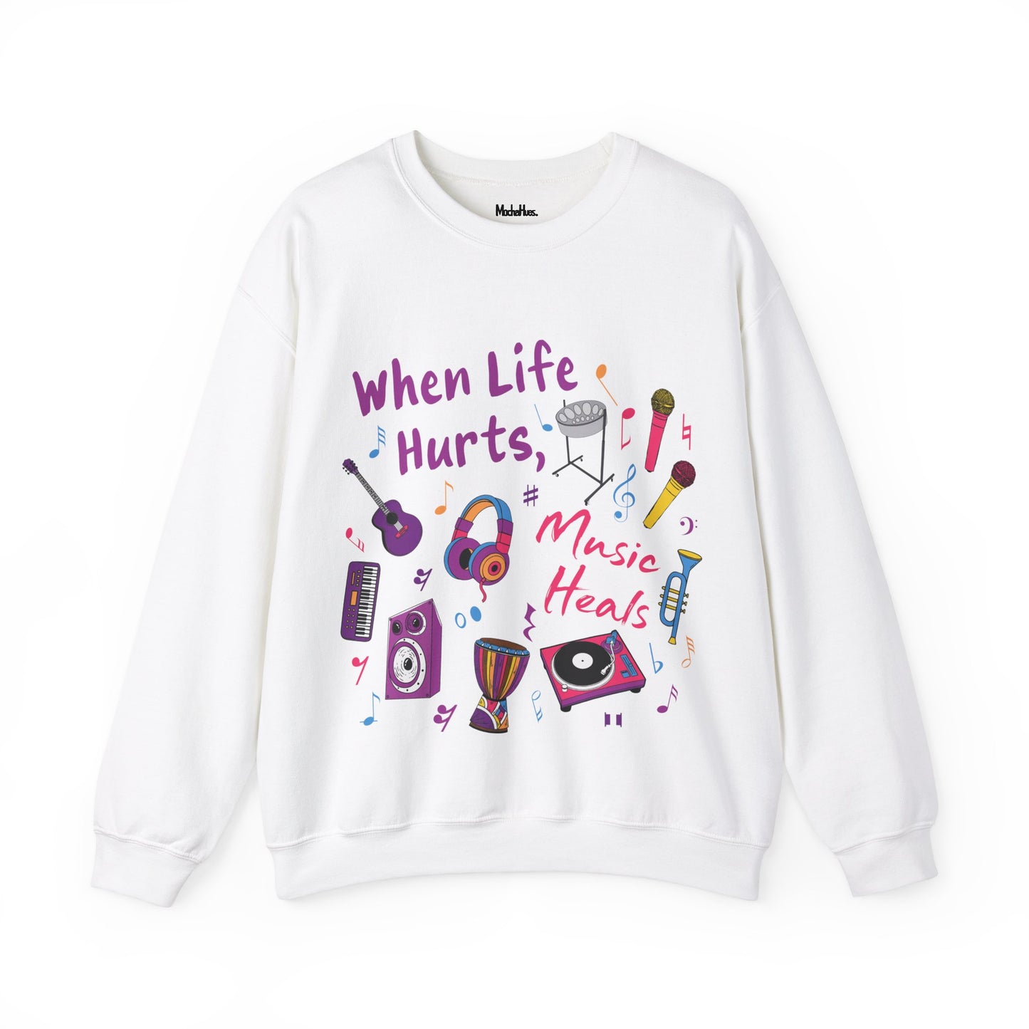 "When Life Hurts, Music Heals" Crewneck Sweatshirt (Unisex)