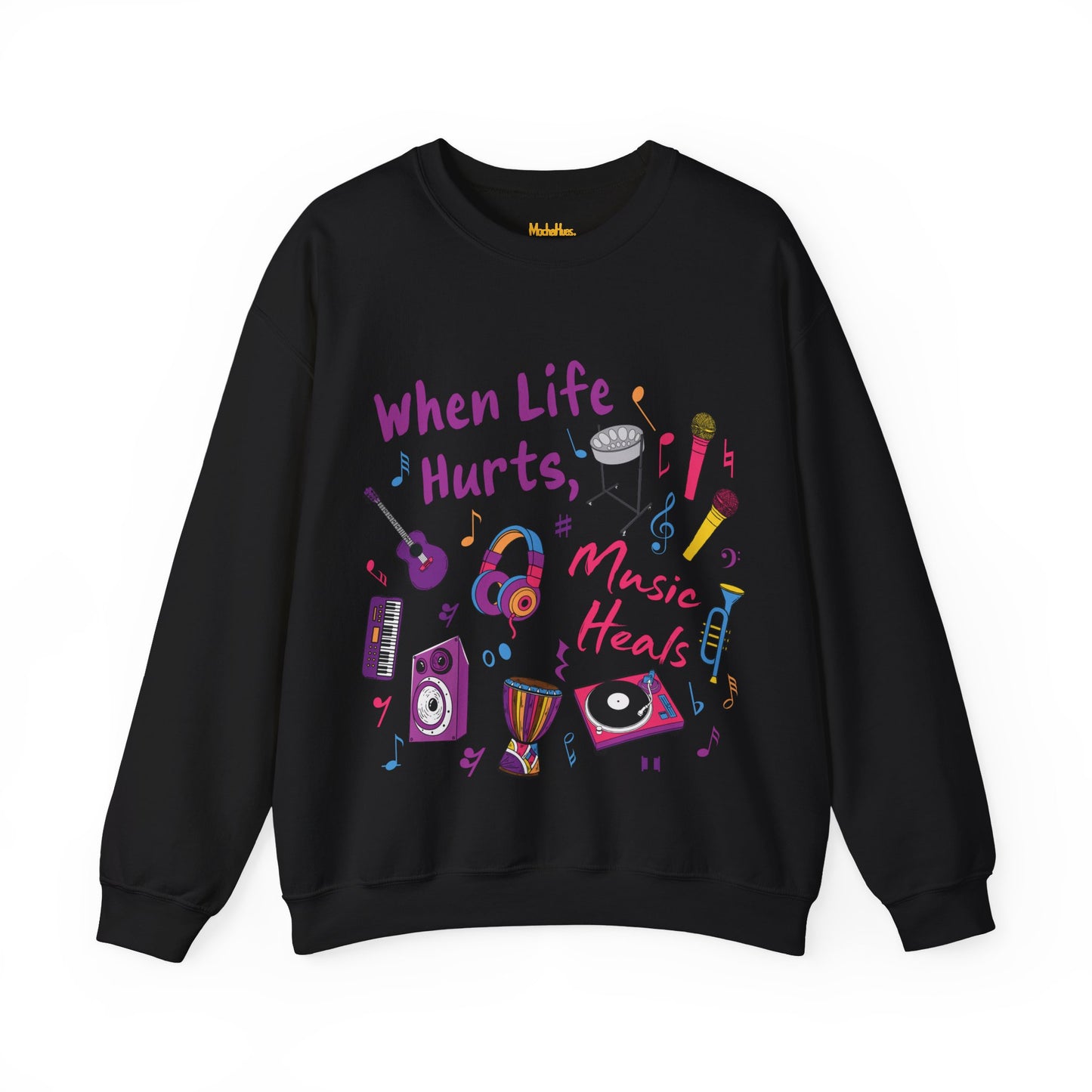 "When Life Hurts, Music Heals" Crewneck Sweatshirt (Unisex)