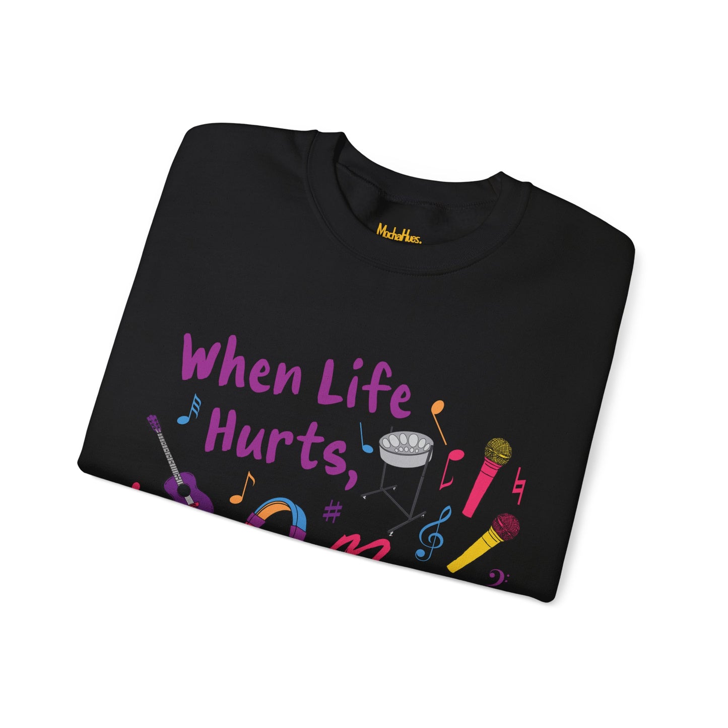 "When Life Hurts, Music Heals" Crewneck Sweatshirt (Unisex)