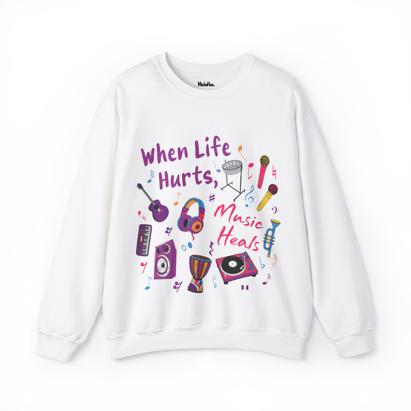 "When Life Hurts, Music Heals" Crewneck Sweatshirt (Unisex)